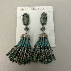 New Kendra Scott Dove Statement Earrings in African Turquoise